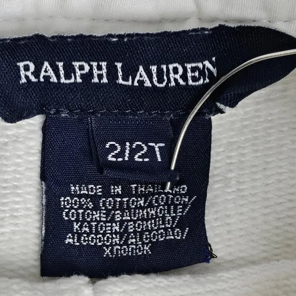 RALPH LAUREN TODDLER SAILOR‑STYLE WIDE‑LEG PANTS – WHITE – SIZE 2.5T